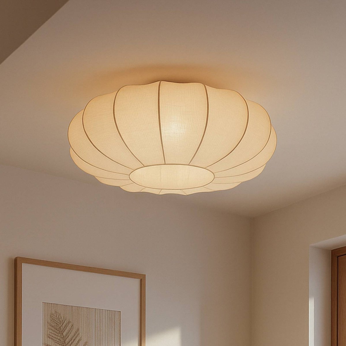 Ceiling Light Beige Fabric