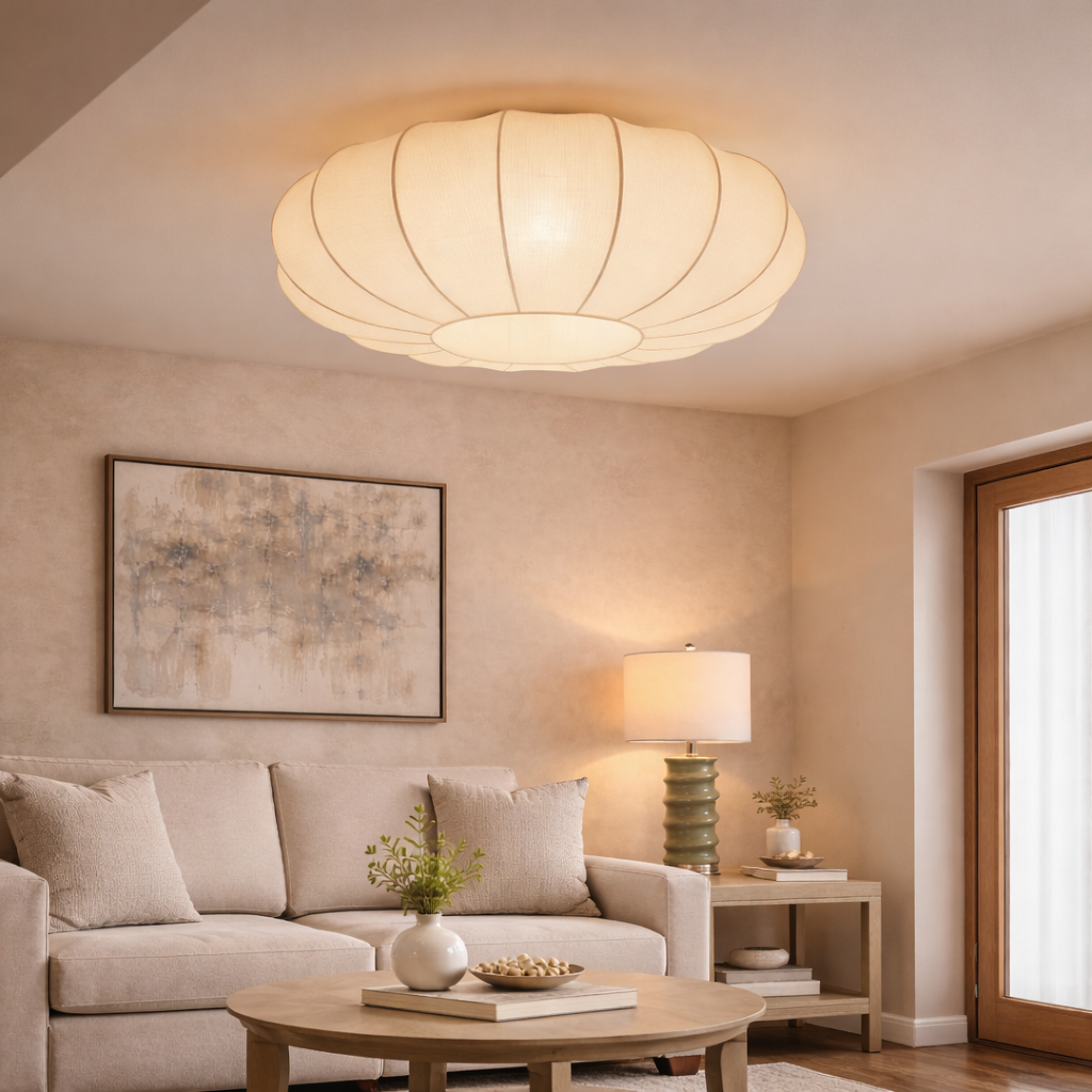 Ceiling Light Beige Fabric