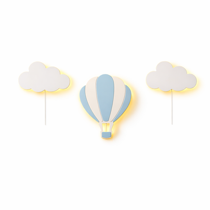 Wooden Hot Air Balloon Night Light Set of 3