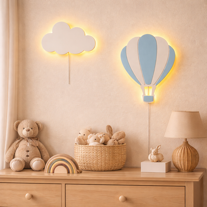 Wooden Hot Air Balloon Night Light Set of 3