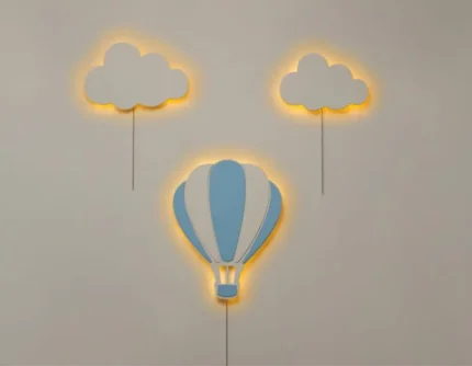 Wooden Hot Air Balloon Night Light Set of 3